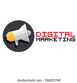 vector flat pixel art megaphone icon . vector pixel color speaker or sound icon
