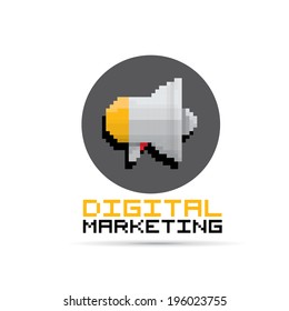 vector flat pixel art megaphone icon . vector pixel color speaker or sound icon