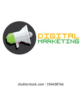 vector flat pixel art megaphone icon . vector pixel color speaker or sound icon