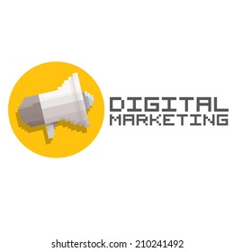 vector flat pixel art megaphone icon . vector pixel color speaker or sound icon. digital marketing concept illustration
