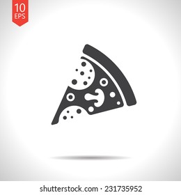 Vector flat pizza icon  isolated on white. Eps10