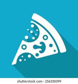 Vector flat pizza icon isolated on blue background. Eps10