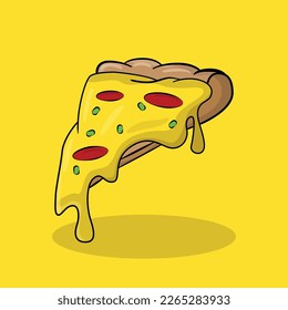 Vector flat pizza on yellow background