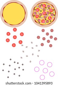 Vector flat pizzas set