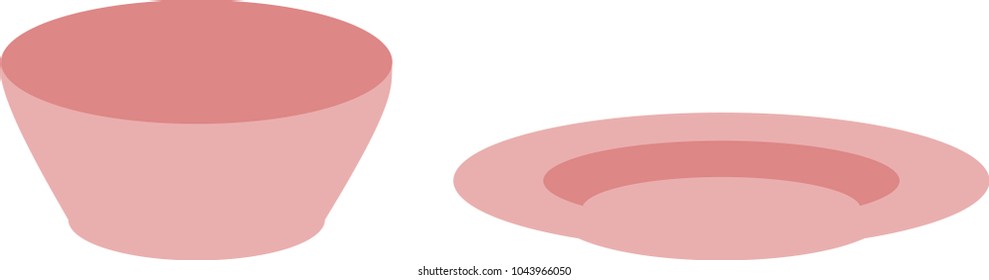 Vector flat plate and bowl isolated