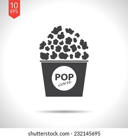 Vector flat popcorn icon isolated on white. Eps10