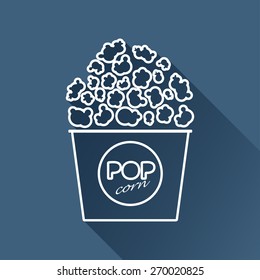 Vector flat popcorn icon isolated outline. Eps10