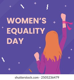 Vector flat Postcard banner poster place for text for International Women's Day. Flat vector illustration. 26 August. Vector Illustration. Editable.