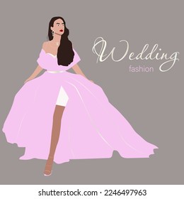 Afiche de una chica hermosa con joyas preciadas en un vestido de novia moderno
