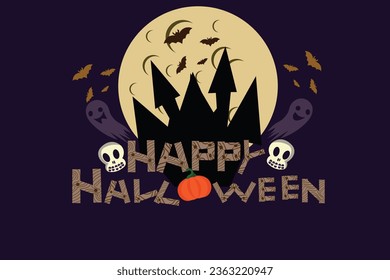 vector flat poster happy halloween