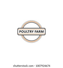 Vector flat poutry farm logo in circle icon. Chicken meat manufacturing, natural organic food products company identity, logo, brand design template. Isolated illustration, white background