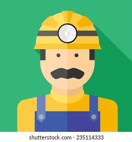 Vector flat profession miner colorful icon. Eps10