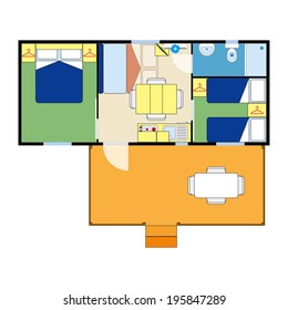Vector flat projection with furniture