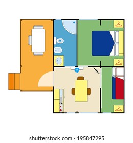 Vector flat projection with furniture