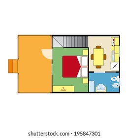 Vector flat projection with furniture