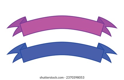Vector flat purple and blue ribbons big banner.