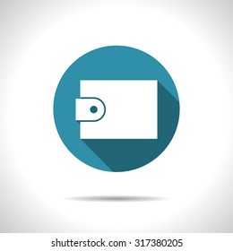 Vector flat purse icon on color circle 
