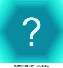 Vector flat question mark icon on hexagonal background 