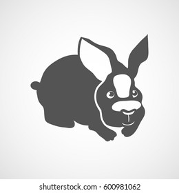 Vector flat rabbit icon. Isolated. Black silhouette rabbit for polygraphy, web design, logo, app, UI. 