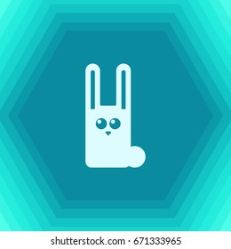 Vector flat rabbit icon on hexagonal background 