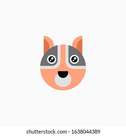 Vector Flat Raccoon's face isolated. Cartoon style illustration. Animal's head logo. Object for web, poster, banner, print design. Advertisement decoration element.
