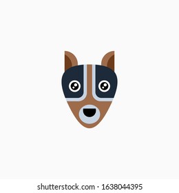 Vector Flat Raccoon's face isolated. Cartoon style illustration. Animal's head logo. Object for web, poster, banner, print design. Advertisement decoration element.