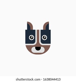 Vector Flat Raccoon's face isolated. Cartoon style illustration. Animal's head logo. Object for web, poster, banner, print design. Advertisement decoration element.