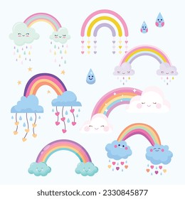 vector flat rainbow de amor decoration element collection.