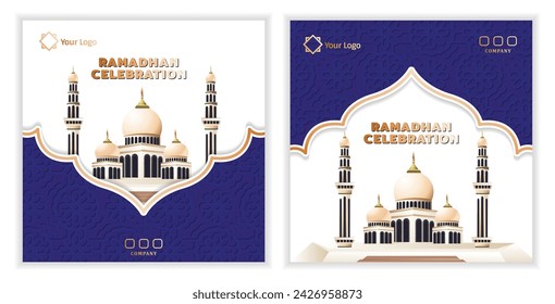 Vector flat ramadan islamic celebration greeting cards collection