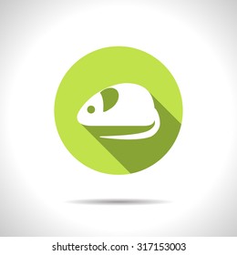 Vector flat rat or mouse icon on color circle 