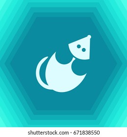 Vector flat rat or mouse icon on hexagonal background 