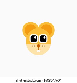 Vector Flat Rat's face isolated. Cartoon style illustration. Mouse, Animal's head logo. Object for web, poster, banner, print design. Advertisement decoration element