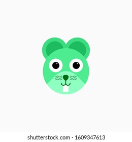 Vector Flat Rat's face isolated. Cartoon style illustration. Mouse, Animal's head logo. Object for web, poster, banner, print design. Advertisement decoration element