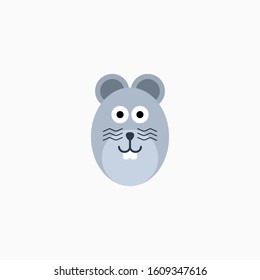 Vector Flat Rat's face isolated. Cartoon style illustration. Mouse, Animal's head logo. Object for web, poster, banner, print design. Advertisement decoration element