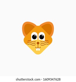 Vector Flat Rat's face isolated. Cartoon style illustration. Mouse, Animal's head logo. Object for web, poster, banner, print design. Advertisement decoration element