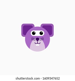 Vector Flat Rat's face isolated. Cartoon style illustration. Mouse, Animal's head logo. Object for web, poster, banner, print design. Advertisement decoration element