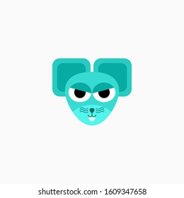 Vector Flat Rat's face isolated. Cartoon style illustration. Mouse, Animal's head logo. Object for web, poster, banner, print design. Advertisement decoration element