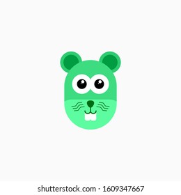 Vector Flat Rat's face isolated. Cartoon style illustration. Mouse, Animal's head logo. Object for web, poster, banner, print design. Advertisement decoration element