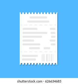 vector flat receipt. Bill isolated