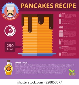 Vector flat recipe infographic. Pancakes breakfast. Eps10
