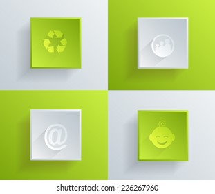 Vector Flat Recycle, Family, Mail, Baby Icons Set