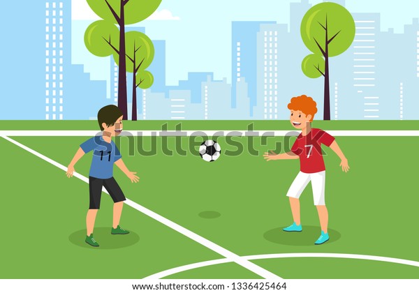 Vector Flat Red Against Blue Kids Stock Vector (Royalty Free) 1336425464