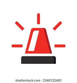 Vector Flat Red Alarm Siren Icon. Emergency or Police Alert Solid Symbol. Special Flasher Illustration for App, Web.