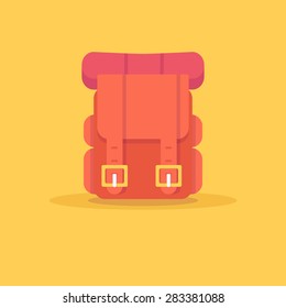 Vector flat red backpack