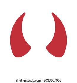 Vector flat red devil horns isolated on white background