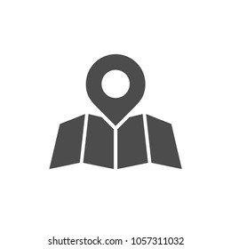 vector flat red icon geomark, symbol on the map