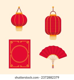 Vector flat red lantern banner chinese new year.