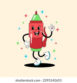 Vector flat red Pen in retro style for poster, signboard, card or advertising