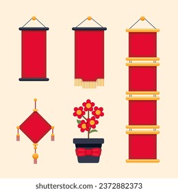 Vector flat Red scroll banner chinese new year.