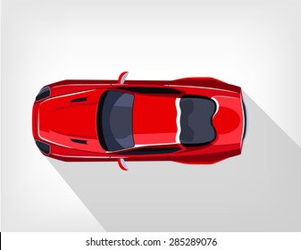 Vector flat red sport car illustration